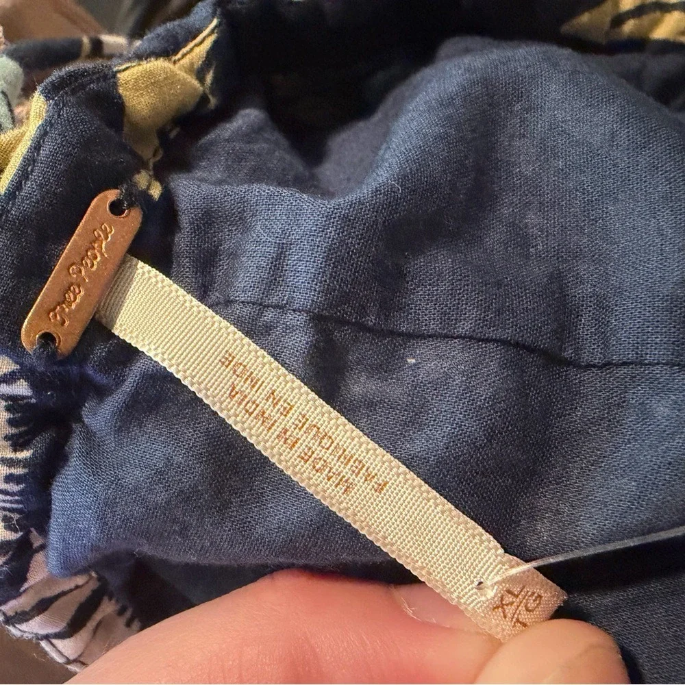 Free People Bali Albright Boho Floral 100% Cotton Jumpsuit Wide Leg Size XL NWT - Picture 8 of 9